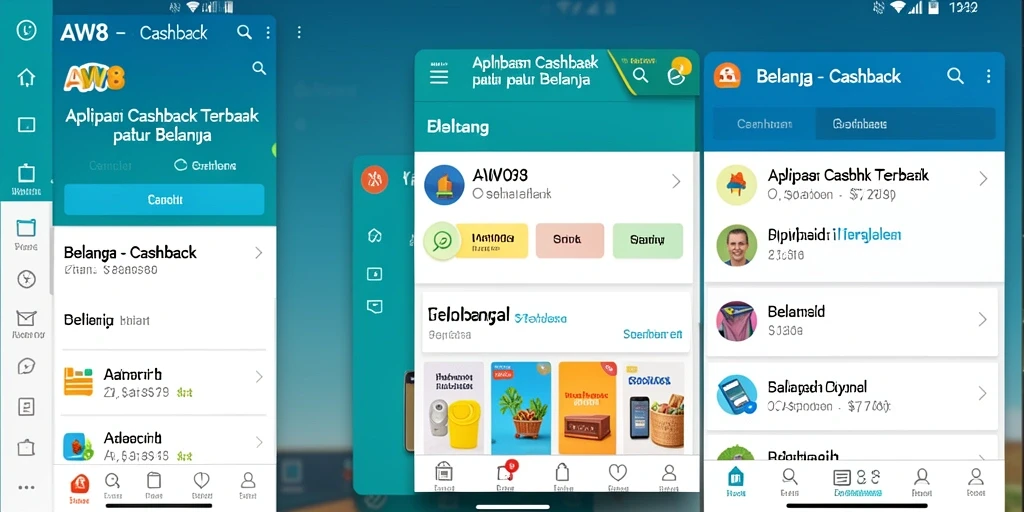 Tampilan antarmuka aplikasi AW8 dengan fitur Cashback yang menarik.