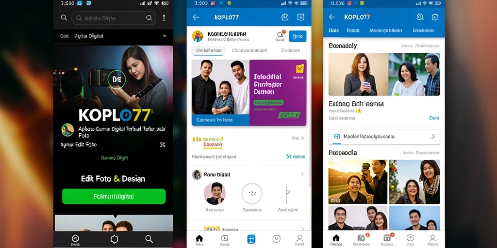 Tampilan antarmuka intuitif KOPLO77 untuk edit foto dengan fitur lengkap.