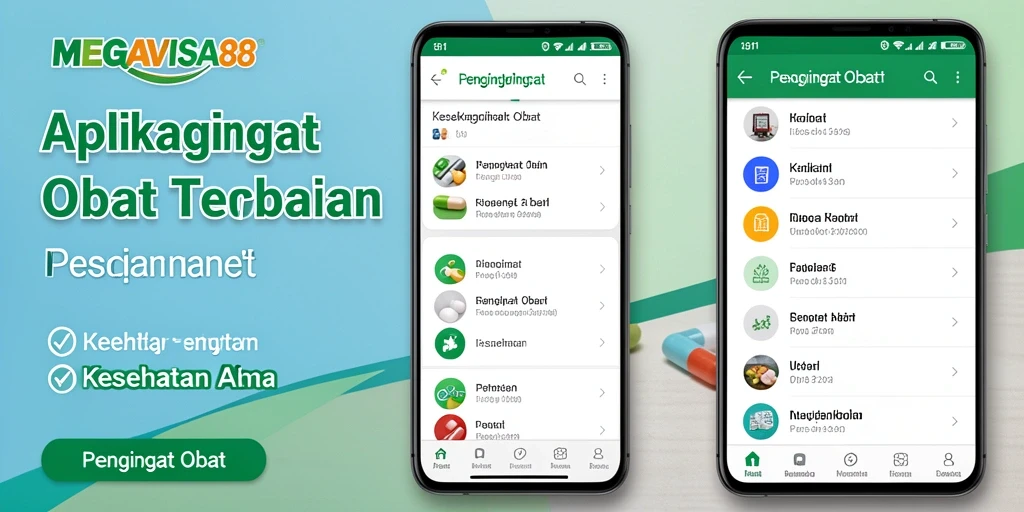 Antarmuka utama MEGAVISA88 menampilkan pengingat obat yang jelas dan ringkas.