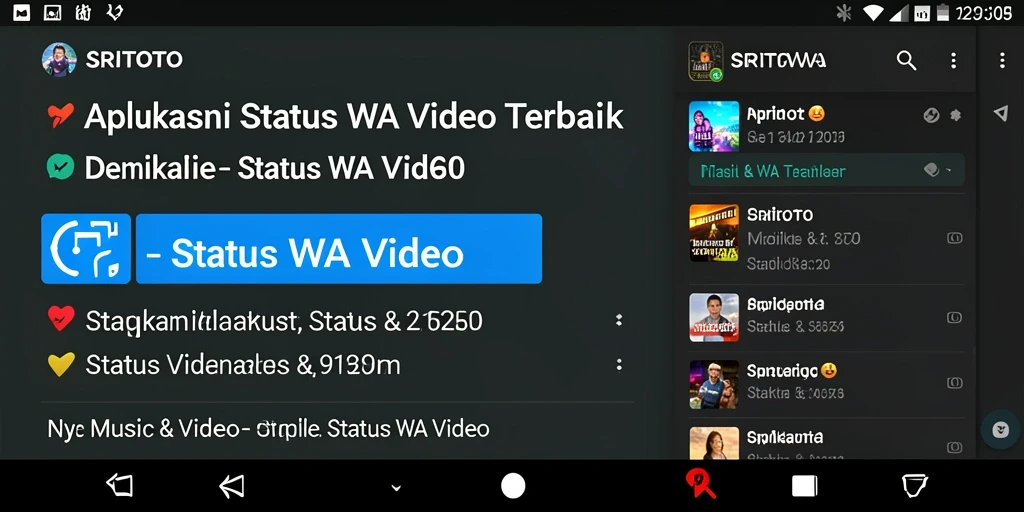 Tampilan antarmuka aplikasi SRITOTO untuk Status WA Video.