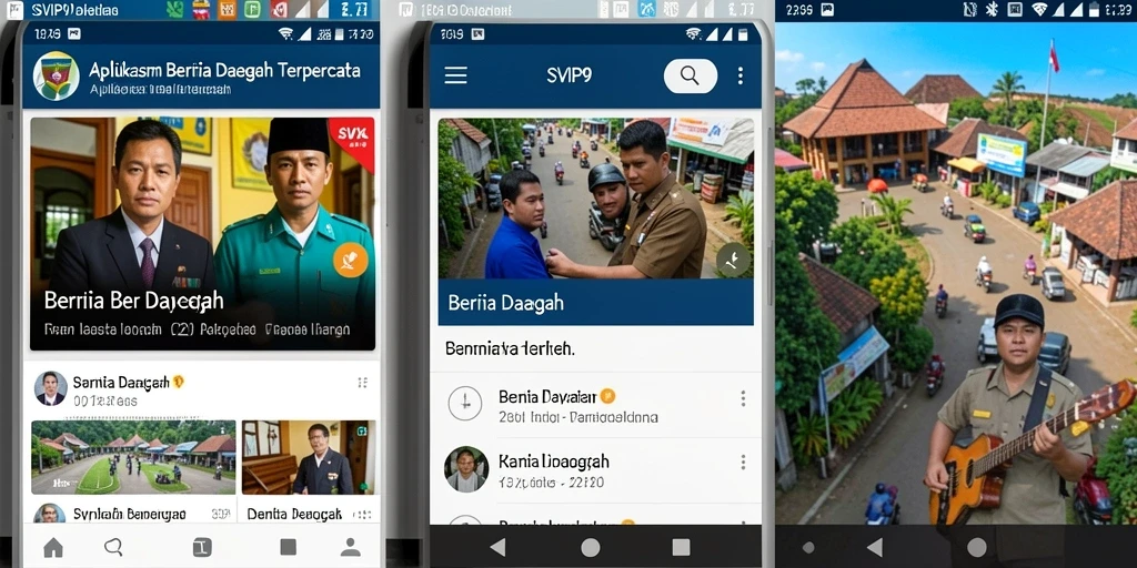 Tampilan antarmuka SVIP9 yang menampilkan berita daerah.